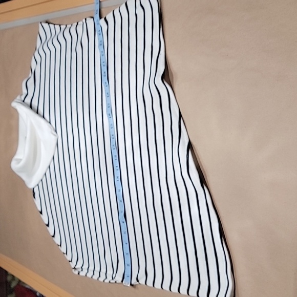 Zara Size L Soft Striped Sweater, Asymmetrical Hem, Split Cowl Neck Collar, NWOT - Picture 6 of 13
